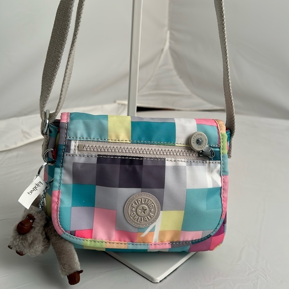 Kipling Sabian K Squared multicolor pastel square print crossbody bag